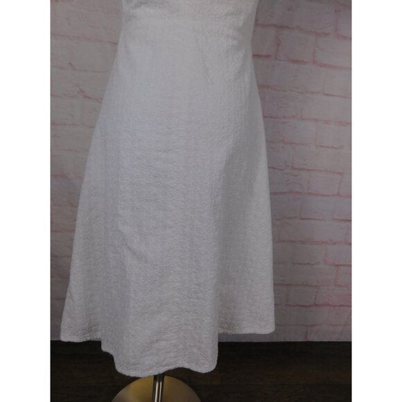 Calvin Klein White Textured Button-Front Cap Sleeve A-Line Dress Sz 2 - Picture 5 of 11
